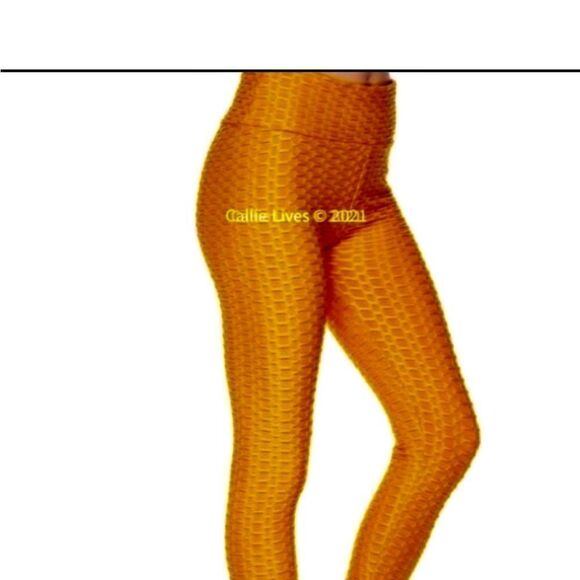 New Mix Brazillian Leggings Women's 2XL Mustard Yellow Textured Workout Soft New - Picture 1 of 13
